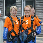 Girls in parachute harnesses